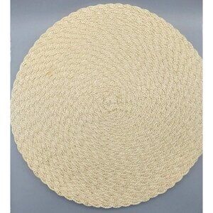 Light Tan Brown Woven Summer Round Placemat Set of 4 Braided Table Mats 15"